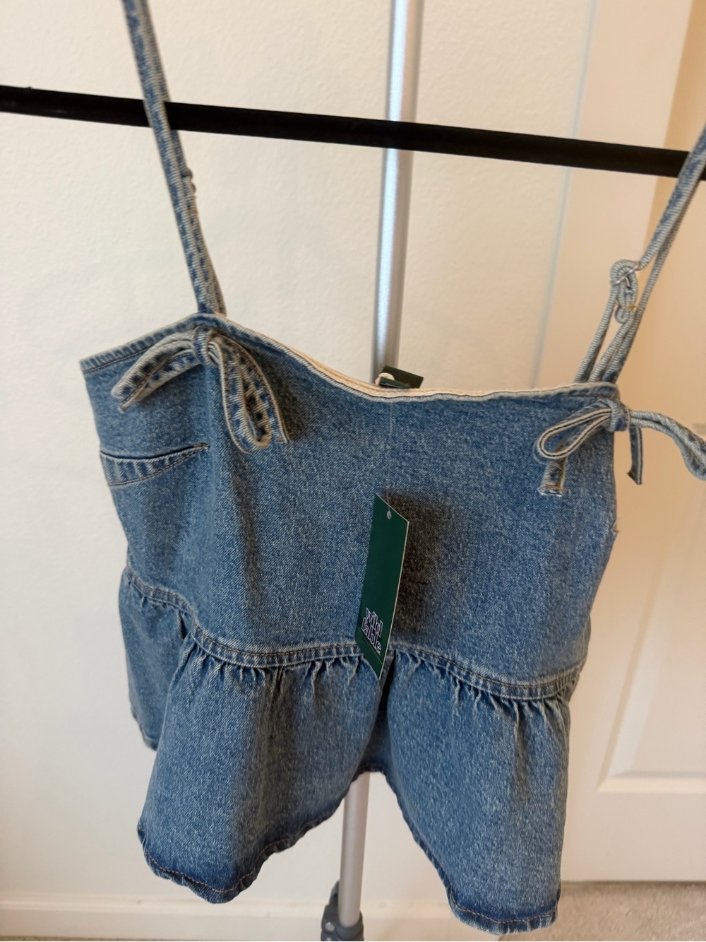 wild fable Blue Denim Tie-Shoulder Romper